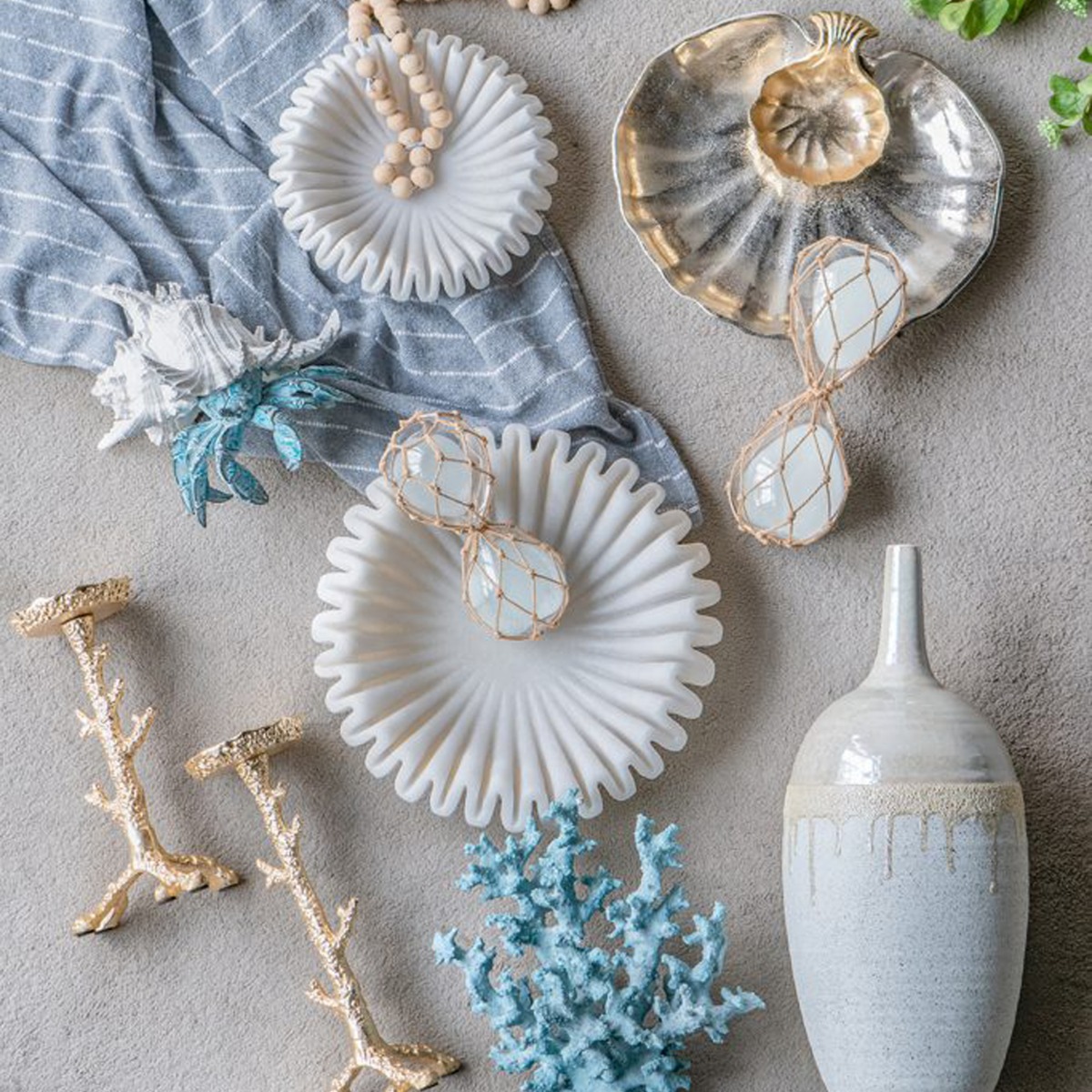 Artekko Coral Λευκό Διακοσμητικό Μπολ Ρητίνης (34x34x9.5)cm