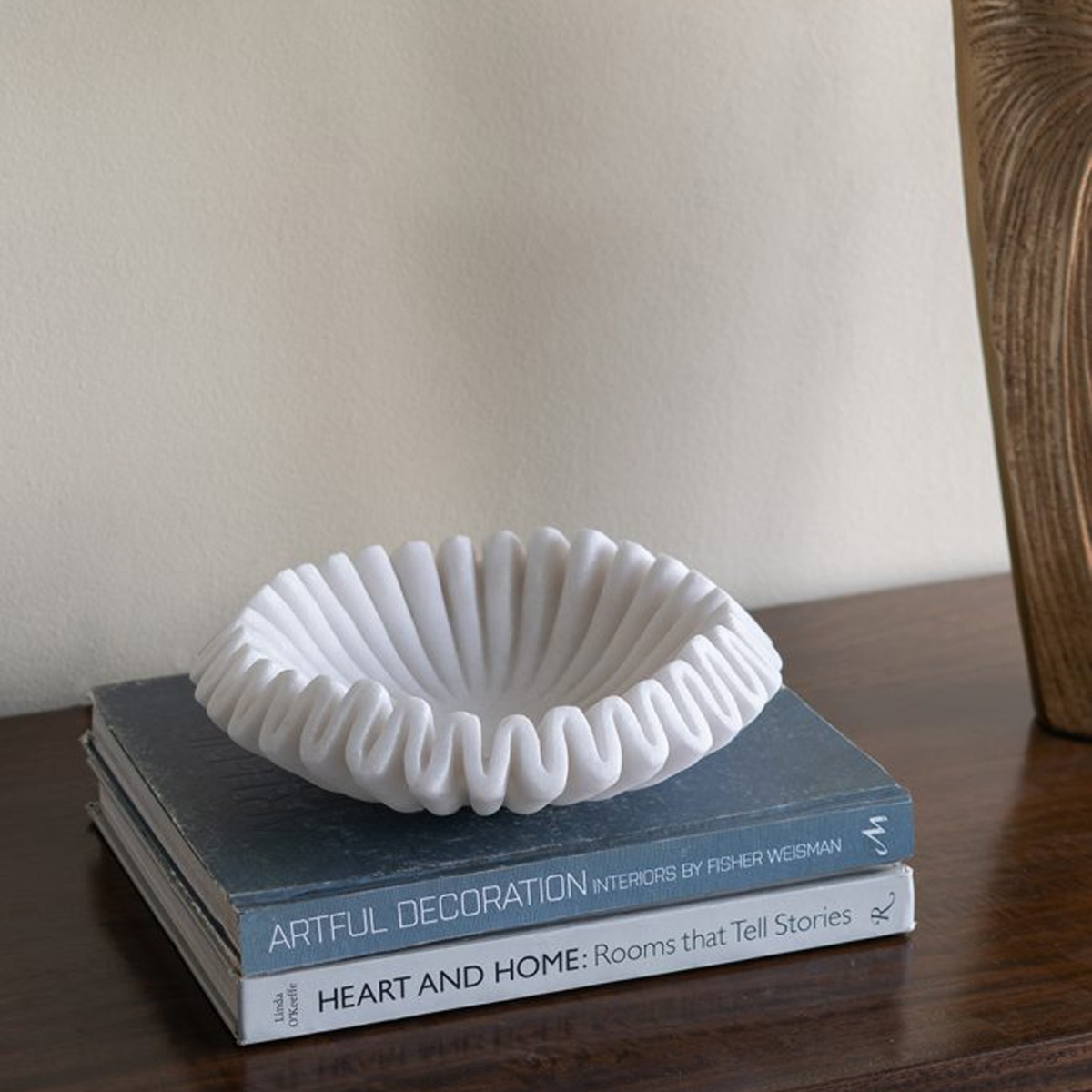 Artekko Coral Λευκό Διακοσμητικό Μπολ Ρητίνης (34x34x9.5)cm