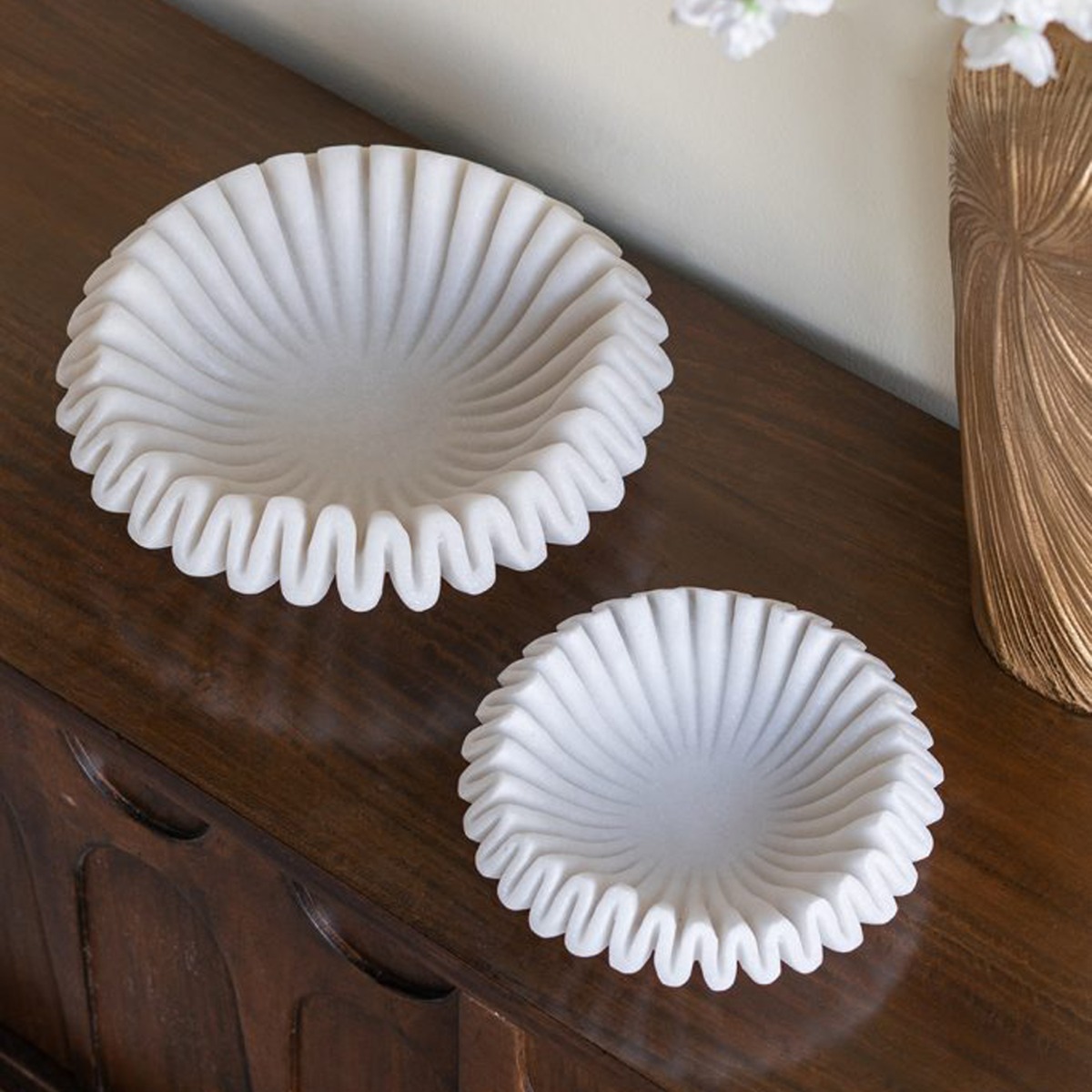 Artekko Coral Λευκό Διακοσμητικό Μπολ Ρητίνης (34x34x9.5)cm