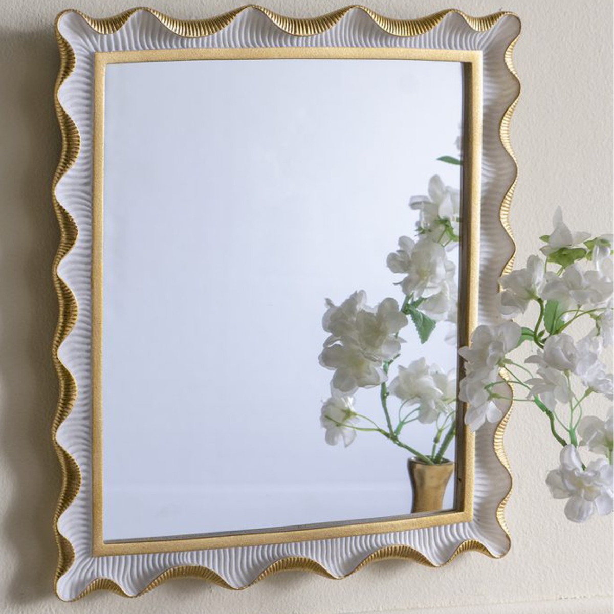 Artekko Frame Λευκός Καθρέπτης Ρητίνης με Χρυσές Λεπτομέρειες (36.2x2.2x40.5)cm