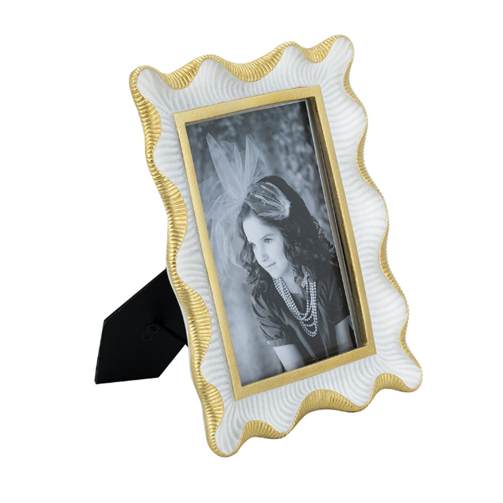 Artekko Frame Λευκή Κορνίζα Ρητίνης για Φωτογραφία 5Χ7" με Χρυσές Λεπτομέρειες (19.5x2.2x24)cm