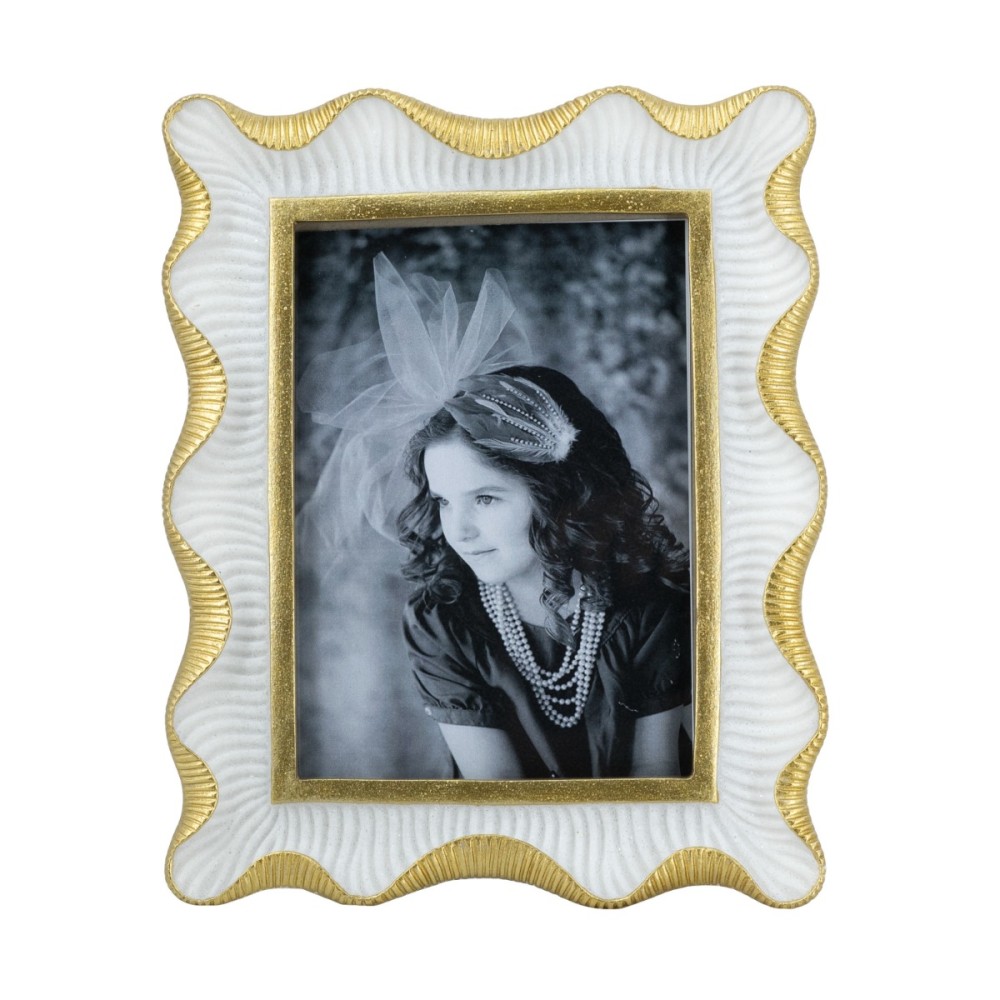 Artekko Frame Λευκή Κορνίζα Ρητίνης για Φωτογραφία 5Χ7" με Χρυσές Λεπτομέρειες (19.5x2.2x24)cm
