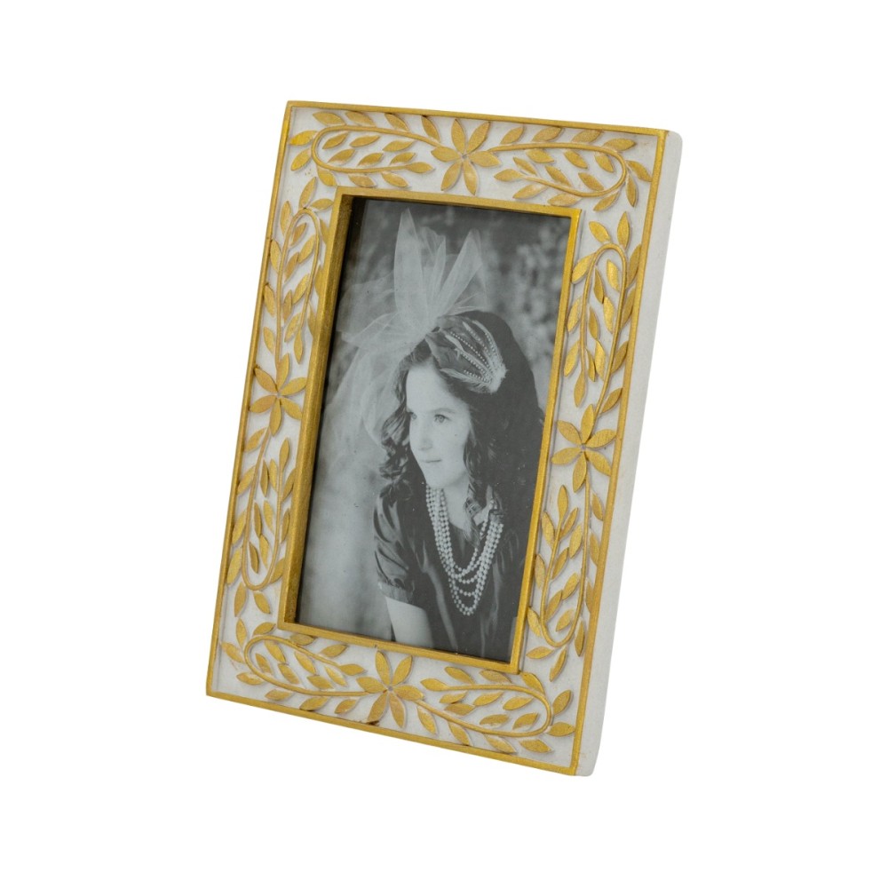 Artekko Frame Λευκή Κορνίζα Ρητίνης για Φωτογραφία 4Χ6" με Χρυσές Λεπτομέρειες (15.5x1.8x20.5)cm
