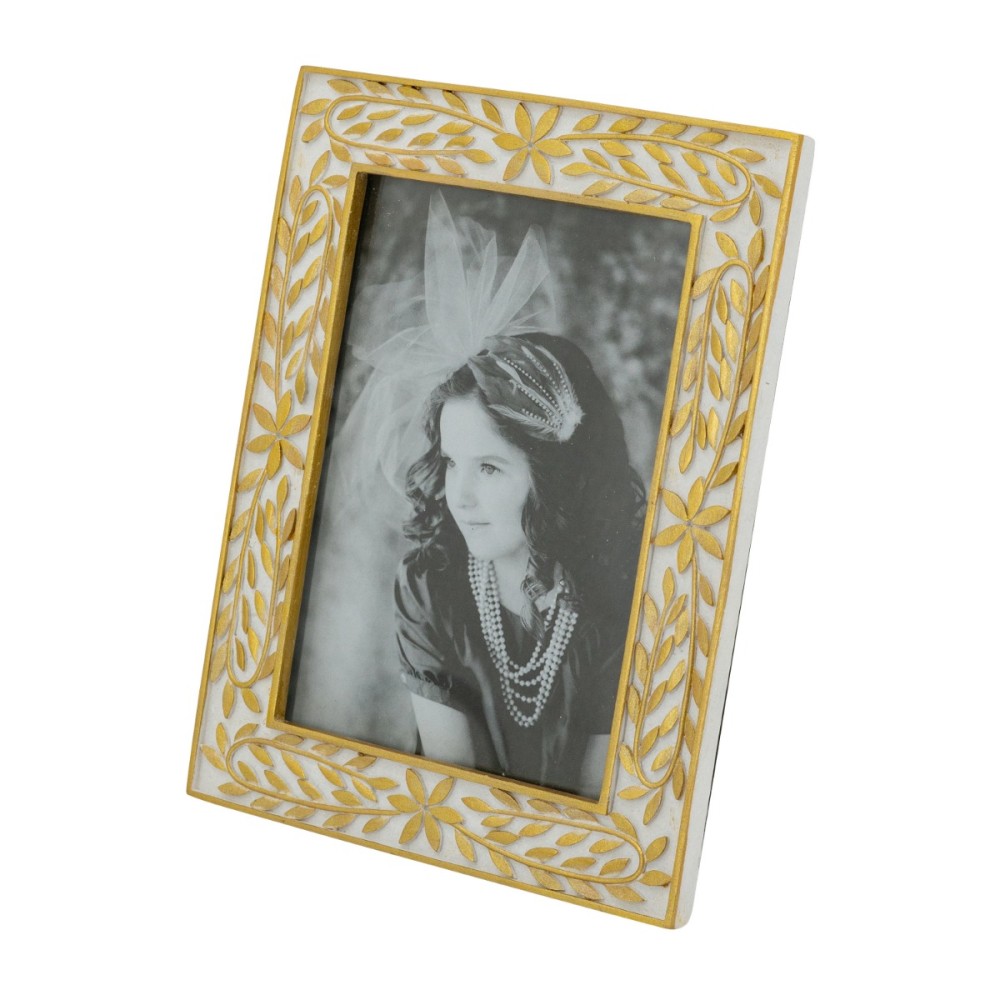 Artekko Frame Λευκή Κορνίζα Ρητίνης για Φωτογραφία 5Χ7" με Χρυσές Λεπτομέρειες (18x1.8x23)cm