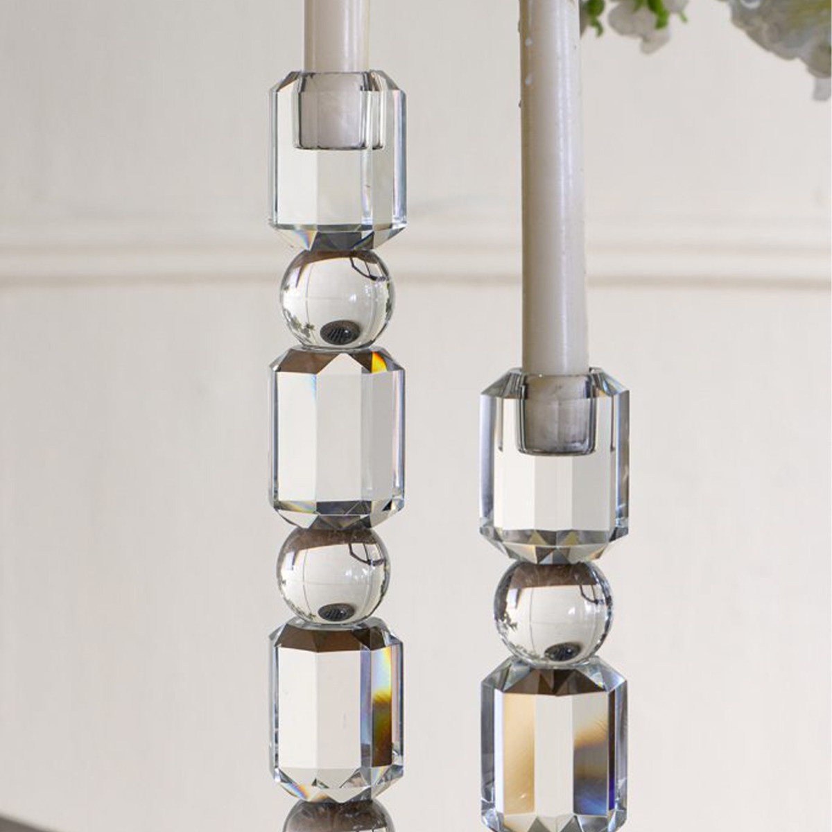 Artekko Glassy Διάφανο Γυάλινο Κηροπήγιο (8x8x29.5)cm