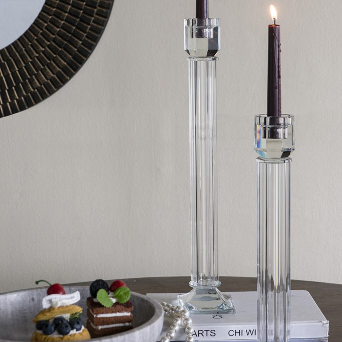 Artekko Glassy Διάφανο Γυάλινο Κηροπήγιο (9x9x46)cm