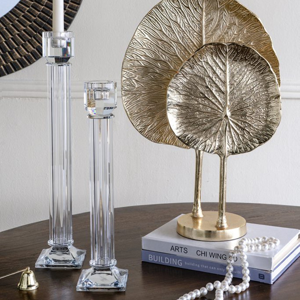 Artekko Glassy Διάφανο Γυάλινο Κηροπήγιο (9x9x38)cm