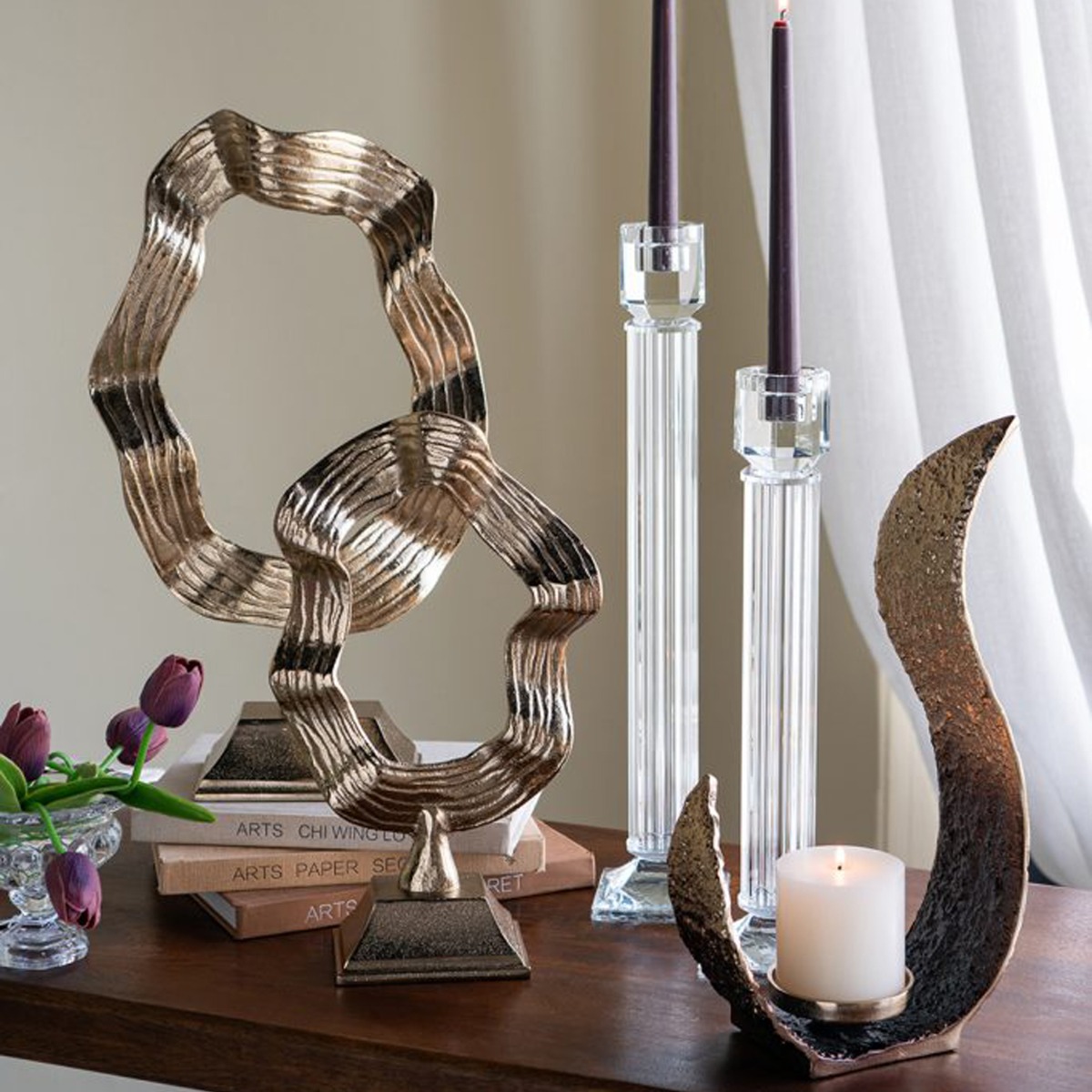 Artekko Glassy Διάφανο Γυάλινο Κηροπήγιο (9x9x38)cm