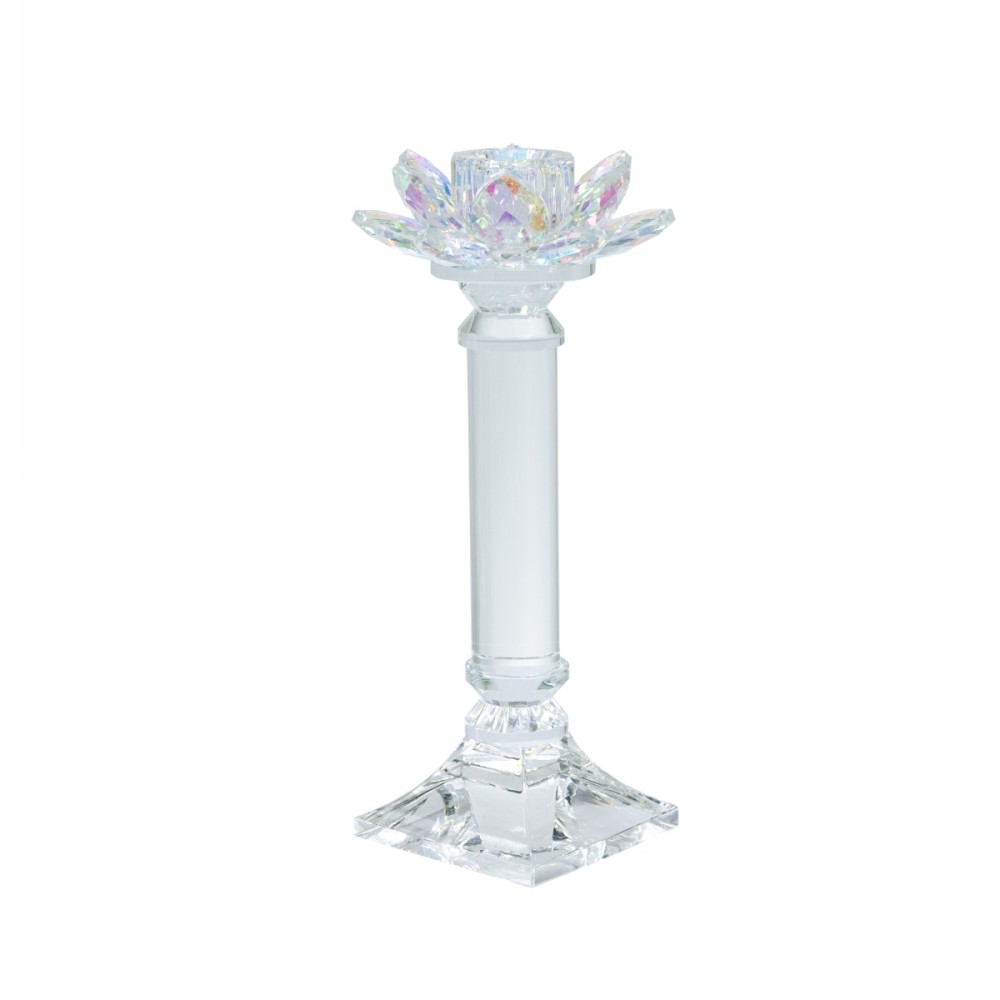 Artekko Lotus Διάφανο Γυάλινο Κηροπήγιο (10.8x10.8x23)cm