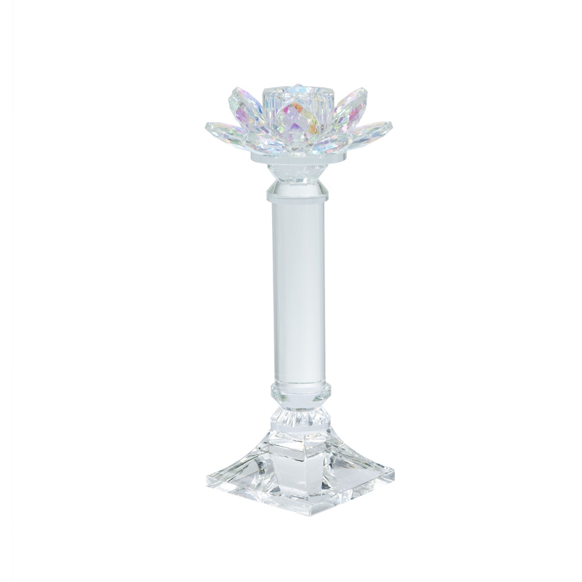 Artekko Lotus Διάφανο Γυάλινο Κηροπήγιο (10.8x10.8x23)cm