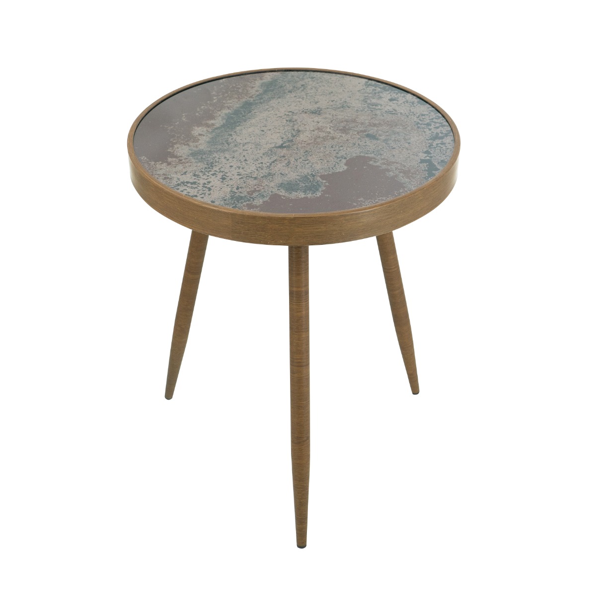 Artekko Zenn Καφέ Μεταλλικό Βοηθητικό Τραπέζι με Γυάλινη Επιφάνεια σε Εφέ Μαρμάρου (45.5x45.5x55.5)cm Artekko Zenn Καφέ Μεταλλικό Βοηθητικό Τραπέζι με Γυάλινη Επιφάνεια σε Εφέ Μαρμάρου (45.5x45.5x55.5)cm