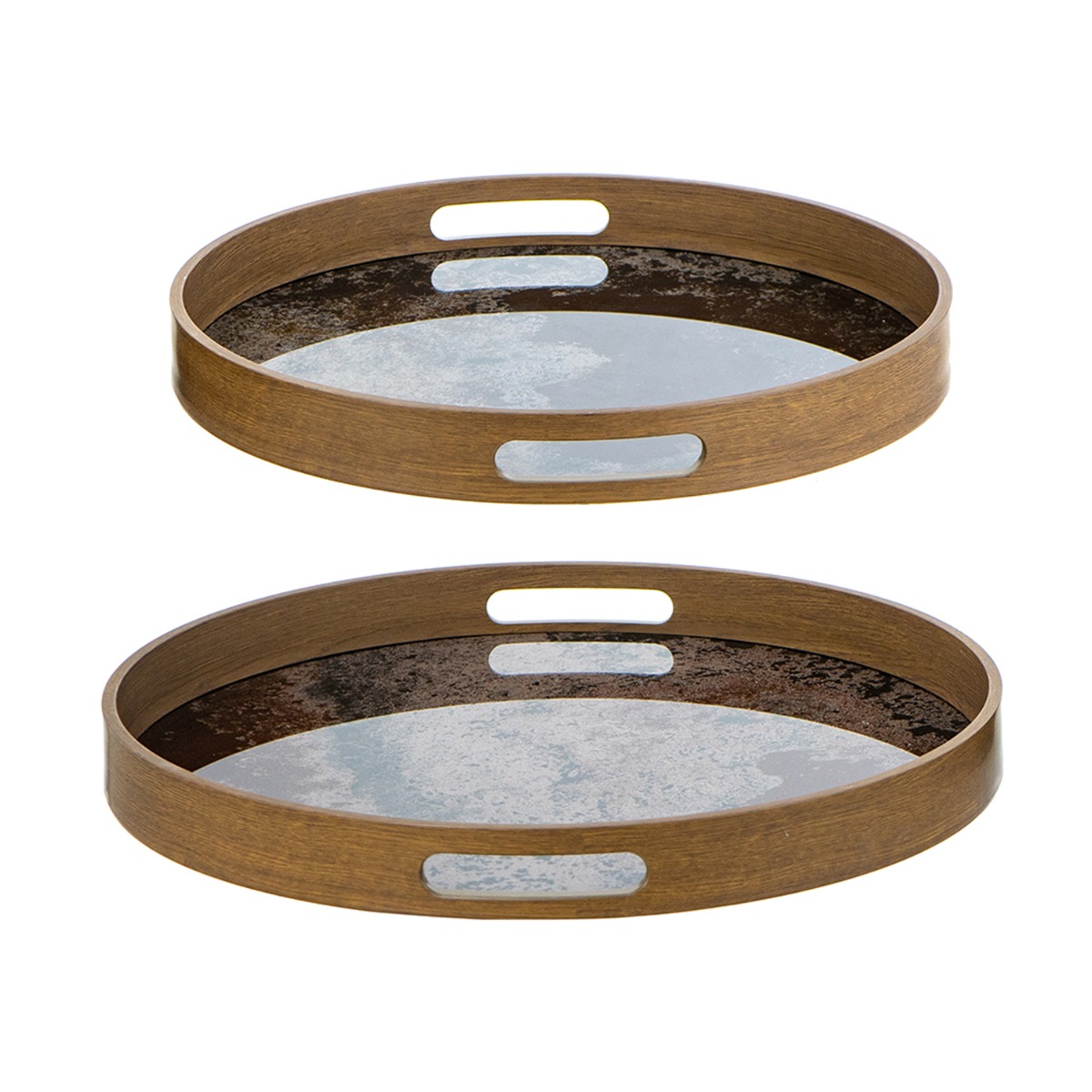 Artekko Zenn Καφέ Διακοσμητικοί Δίσκοι με Γυάλινη Επιφάνεια σε Εφέ Μαρμάρου (39.4x39.4x3.8)cm 2pcs