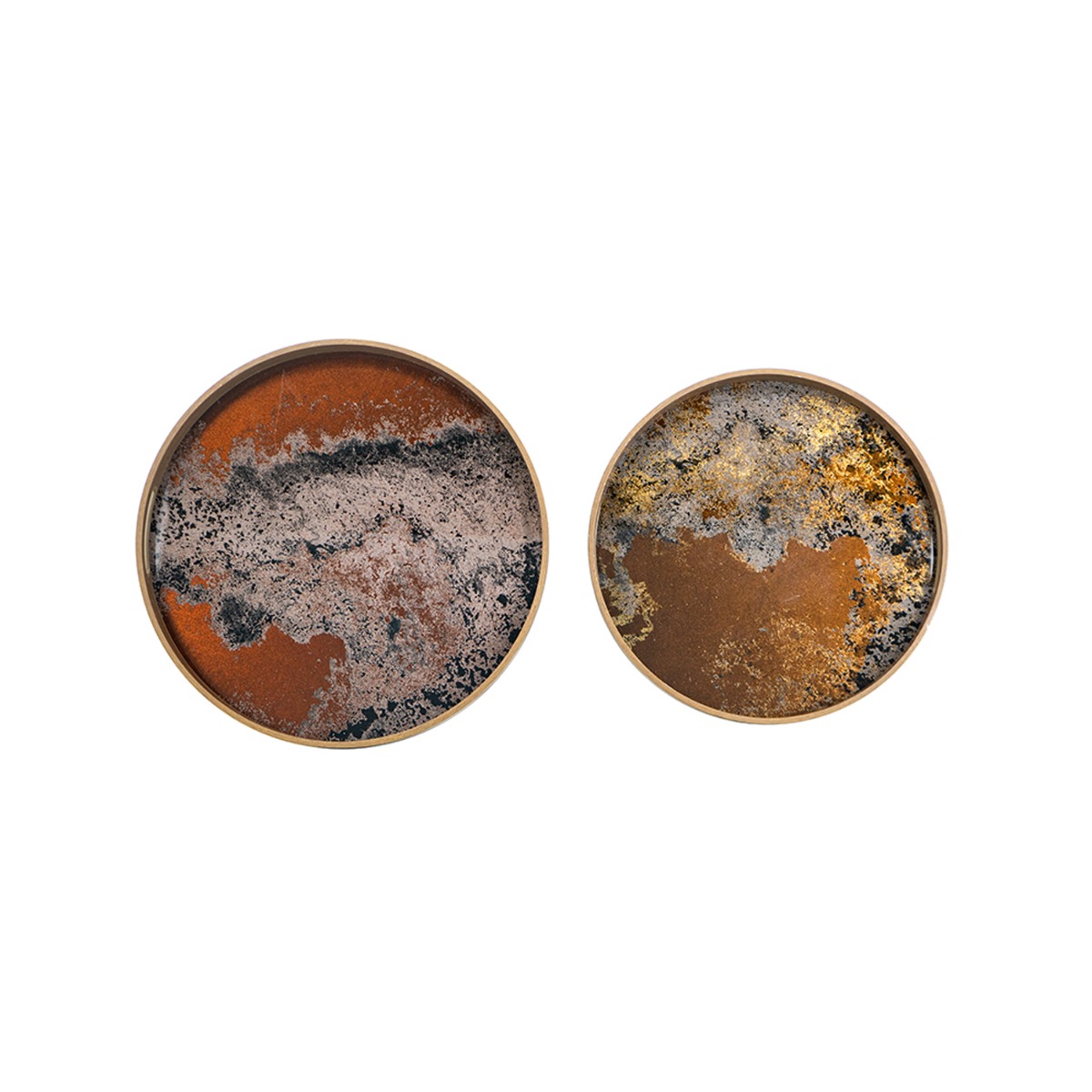 Artekko Zenn Καφέ Διακοσμητικοί Δίσκοι με Γυάλινη Επιφάνεια σε Εφέ Μαρμάρου (39.4x39.4x3.8)cm 2pcs