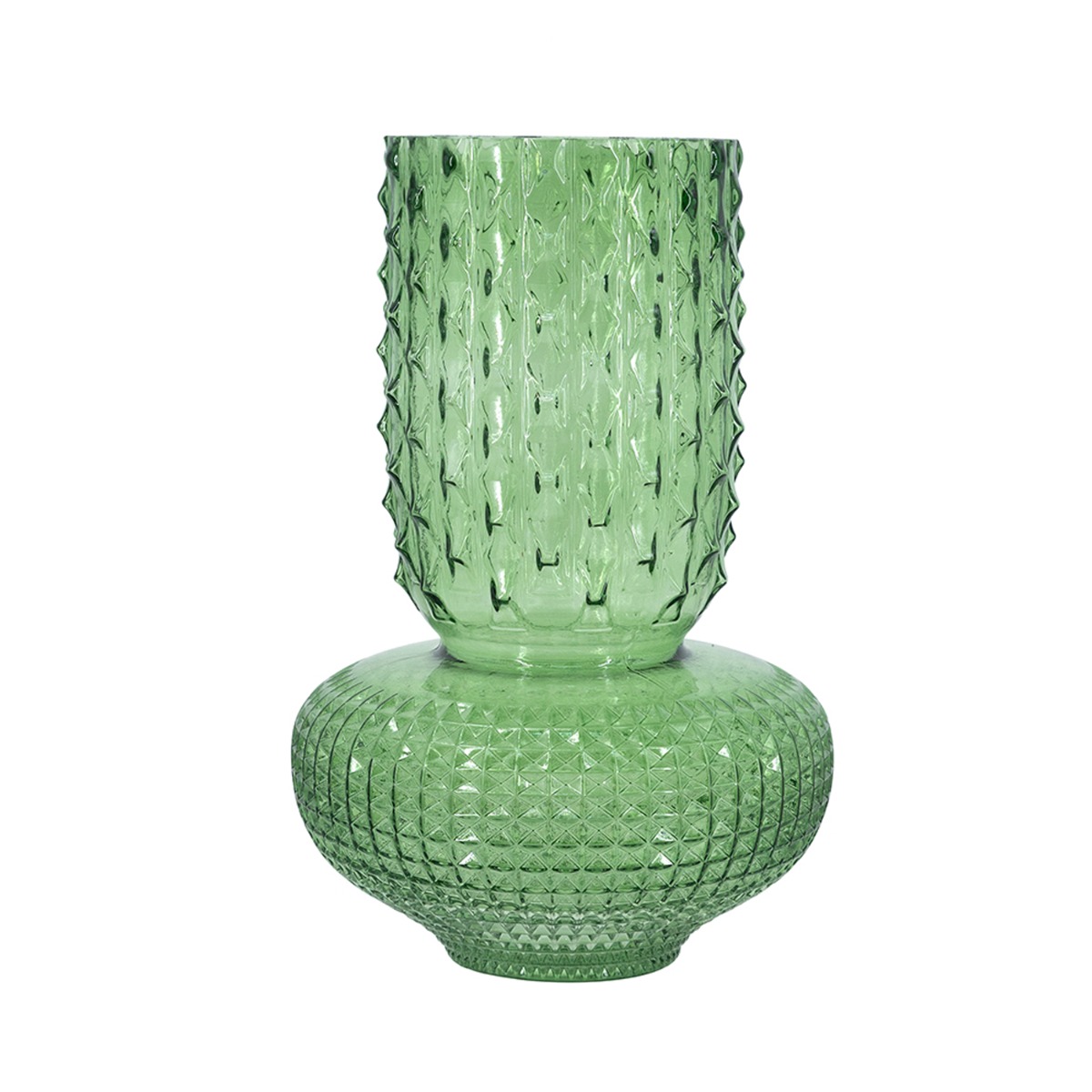 Artekko Glassy Πράσινο Γυάλινο Βάζο (21.5x21.5x32.6)cm