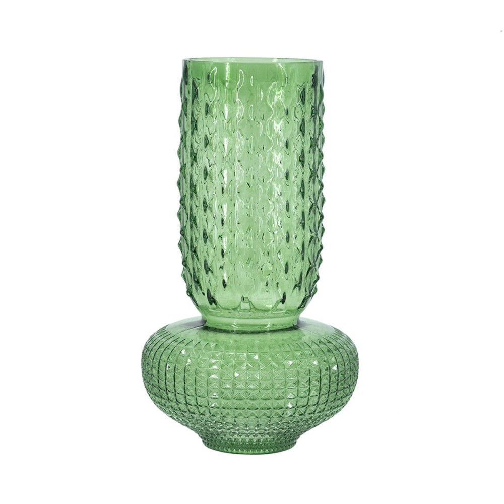Artekko Glassy Πράσινο Γυάλινο Βάζο (21.3x21.3x38.3)cm