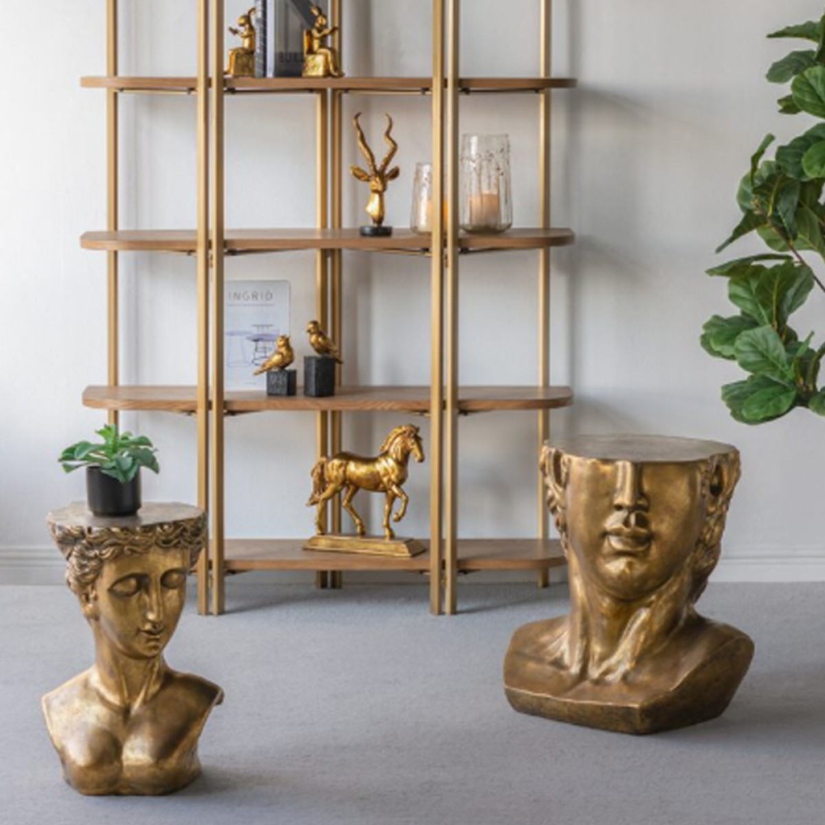 Artekko Animal Χρυσό Επιτραπέζιο Διακοσμητικό Ρητίνης με Κεφάλι Ταράνδου (14x13x30)cm Artekko Animal Χρυσό Επιτραπέζιο Διακοσμητικό Ρητίνης με Κεφάλι Ταράνδου (14x13x30)cm