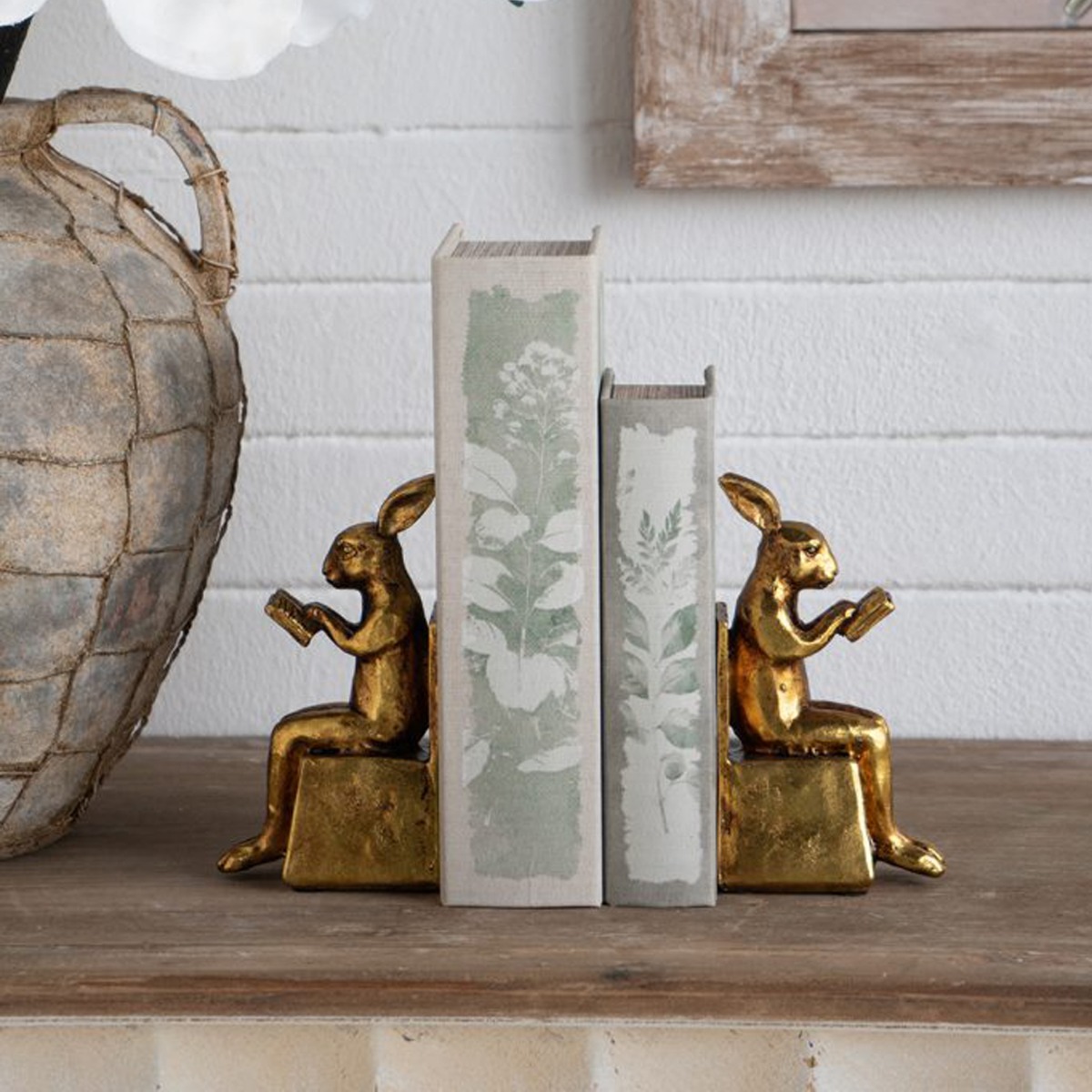 Artekko Bookends Χρυσοί Βιλιοστάτες Ρητίνης με Λαγουδάκια (10x7x17.5)cm 2pcs Artekko Bookends Χρυσοί Βιλιοστάτες Ρητίνης με Λαγουδάκια (10x7x17.5)cm 2pcs