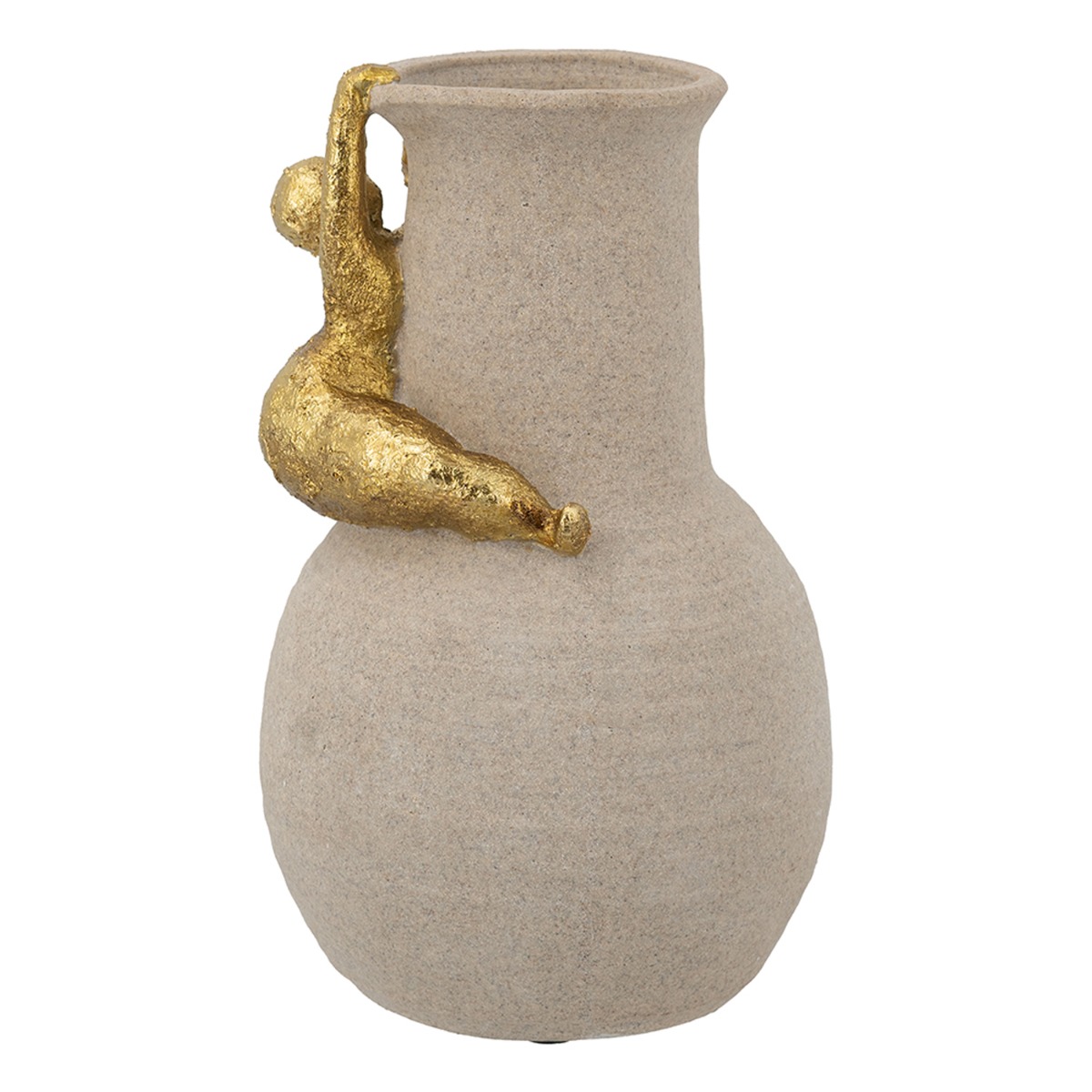 Artekko Figurine Μπεζ Βάζο Ρητίνης με Γυναικεία Φιγούρα (17.5x17.5x29)cm