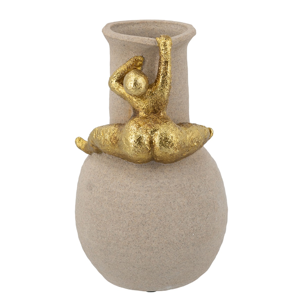 Artekko Figurine Μπεζ Βάζο Ρητίνης με Γυναικεία Φιγούρα (17.5x17.5x29)cm