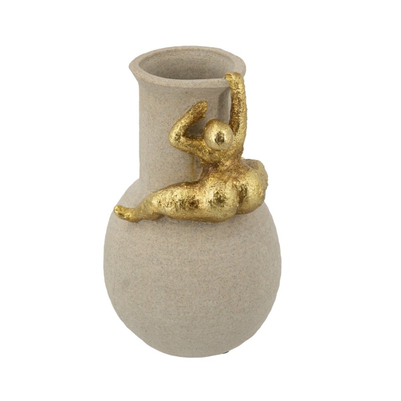 Artekko Figurine Μπεζ Βάζο Ρητίνης με Γυναικεία Φιγούρα (17.5x17.5x29)cm