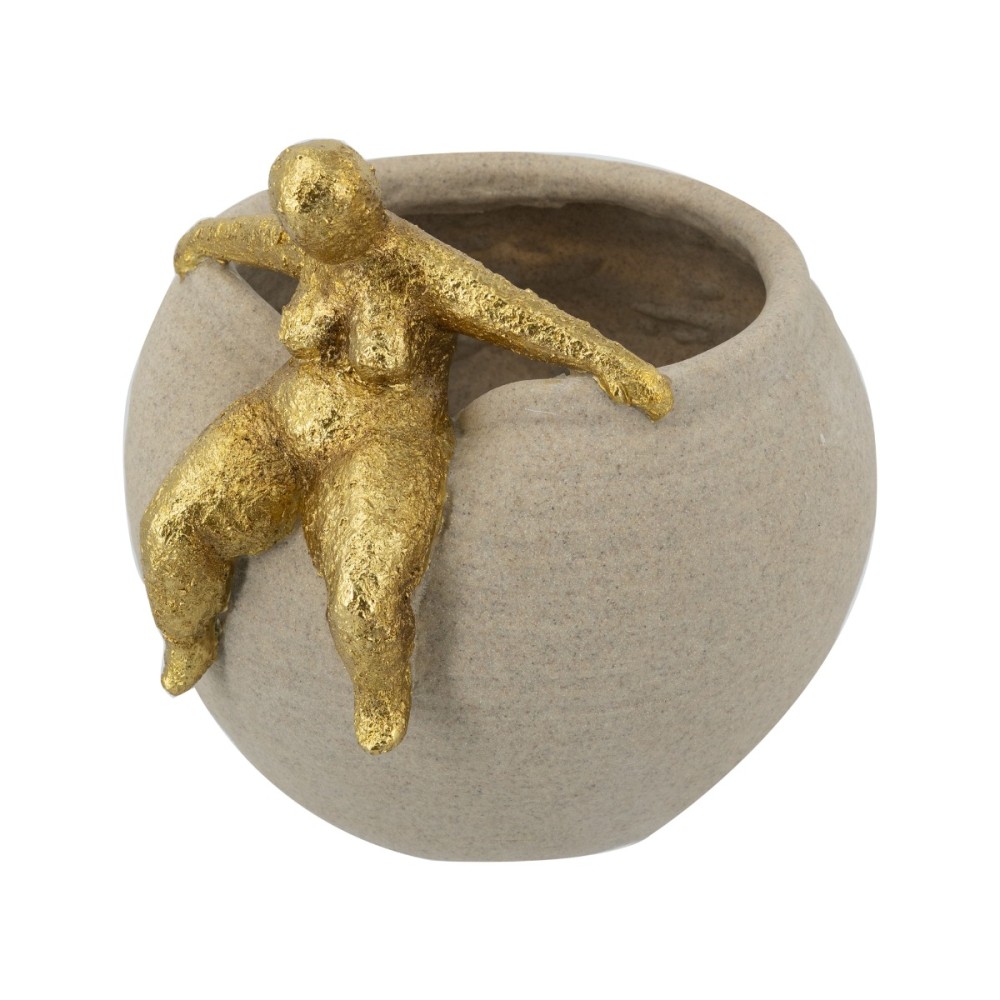 Artekko Figurine Μπεζ Μπολ Ρητίνης με Γυναικεία Φιγούρα (23.5x22.3x22.3)cm