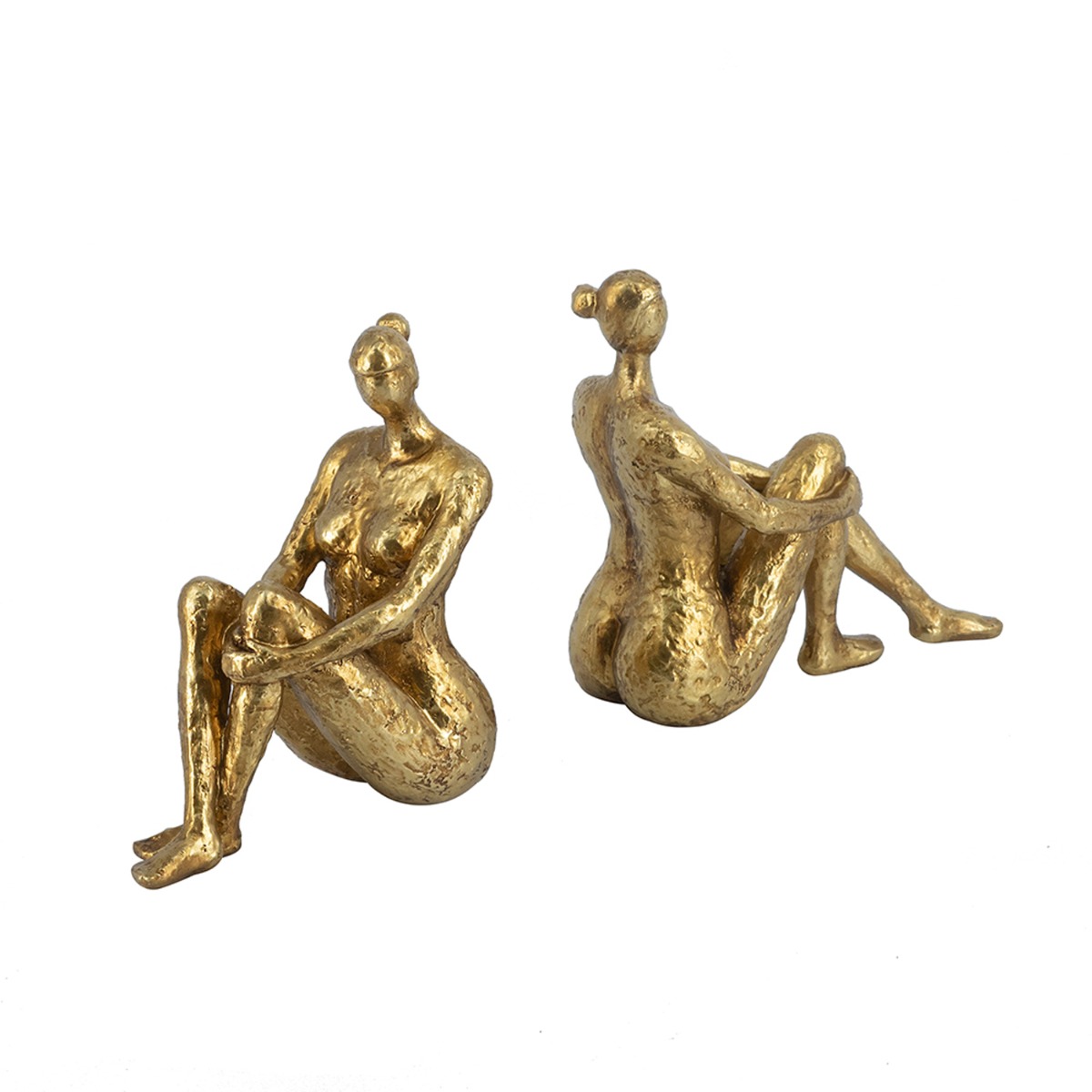Artekko Bookends Figurine Χρυσοί Βιβλιοστάτες  Ρητίνης με Γυναικεία Φιγούρα (19.3x9x19.7)cm 2pcs