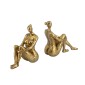 Artekko Bookends Figurine Χρυσοί Βιβλιοστάτες  Ρητίνης με Γυναικεία Φιγούρα (19.3x9x19.7)cm 2pcs