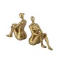 Artekko Bookends Figurine Χρυσοί Βιβλιοστάτες  Ρητίνης με Γυναικεία Φιγούρα (19.3x9x19.7)cm 2pcs