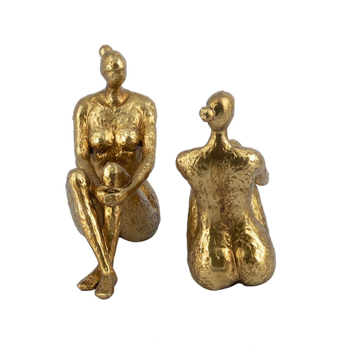 Artekko Bookends Figurine Χρυσοί Βιβλιοστάτες  Ρητίνης με Γυναικεία Φιγούρα (19.3x9x19.7)cm 2pcs
