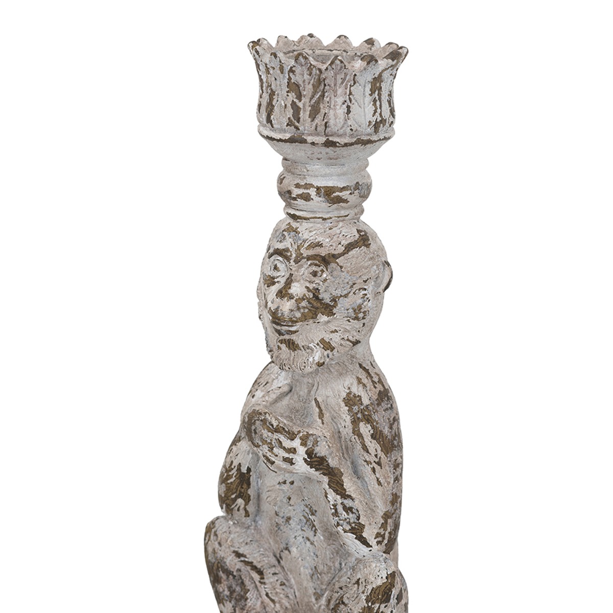 Artekko Animal Κηροπήγιο Ρητίνης με Μαϊμού σε Λευκή Πατίνα (6.8x6.8x25)cm