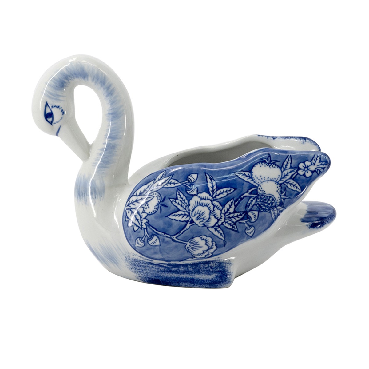 Artekko Melania Διακοσμητικό Κασπώ Χήνας από Πορσελάνη σε Άσπρο με Μπλε (27x13.5x20)cm
