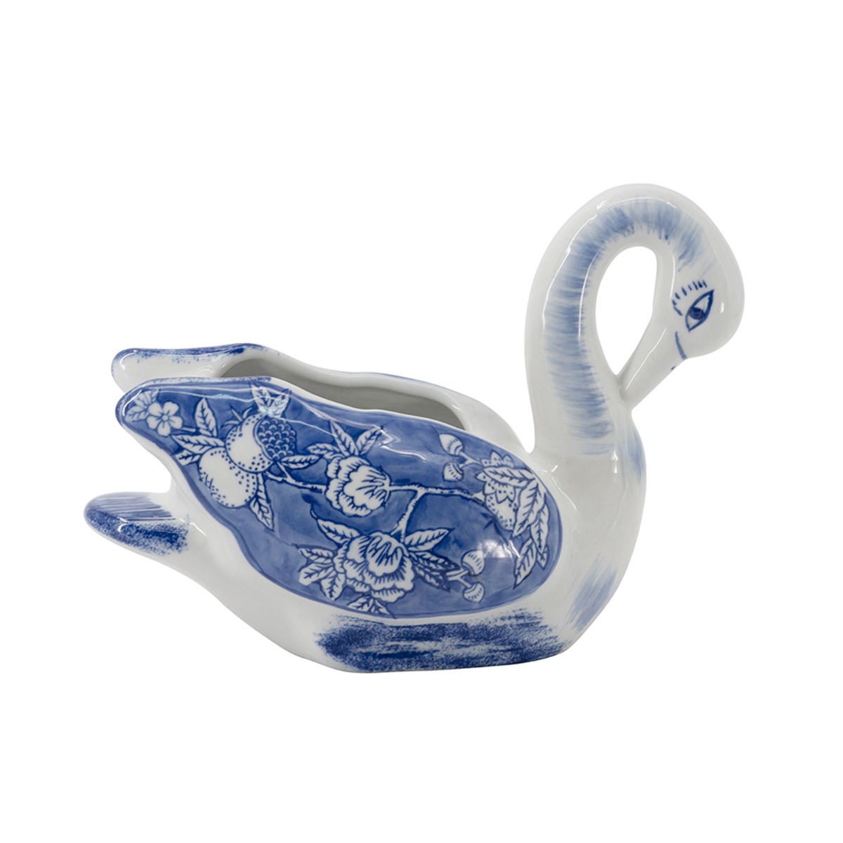 Artekko Melania Διακοσμητικό Κασπώ Χήνας από Πορσελάνη σε Άσπρο με Μπλε (27x13.5x20)cm