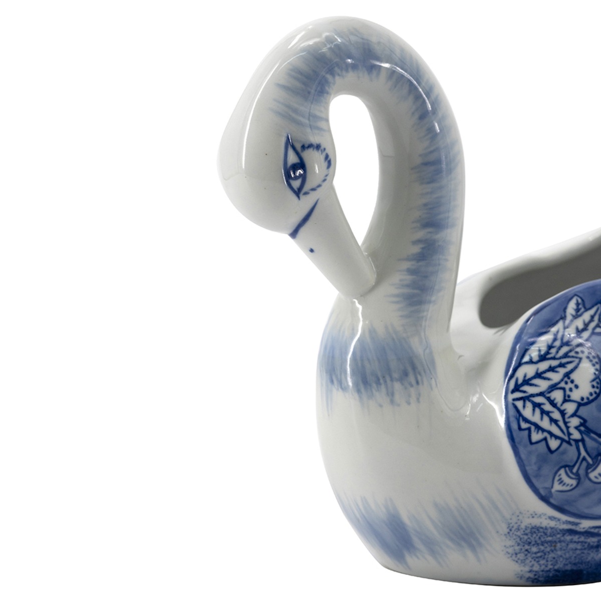 Artekko Melania Διακοσμητικό Κασπώ Χήνας από Πορσελάνη σε Άσπρο με Μπλε (27x13.5x20)cm