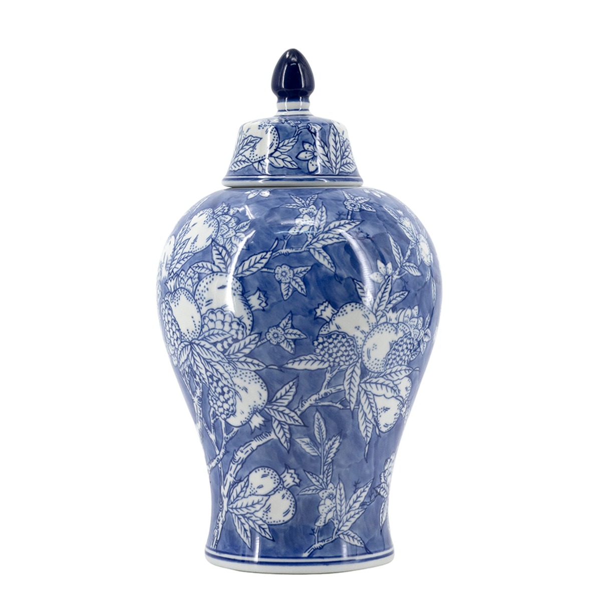 Artekko Melania Διακοσμητικό Δοχείο με Καπάκι από Πορσελάνη σε Άσπρο με Μπλε (21x21x37)cm