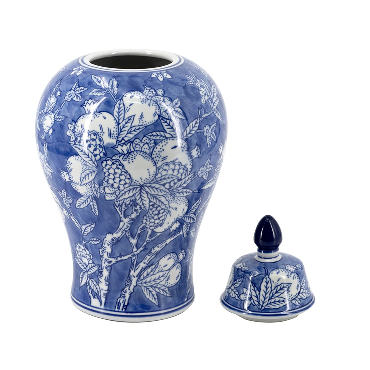 Artekko Melania Διακοσμητικό Δοχείο με Καπάκι από Πορσελάνη σε Άσπρο με Μπλε (21x21x37)cm