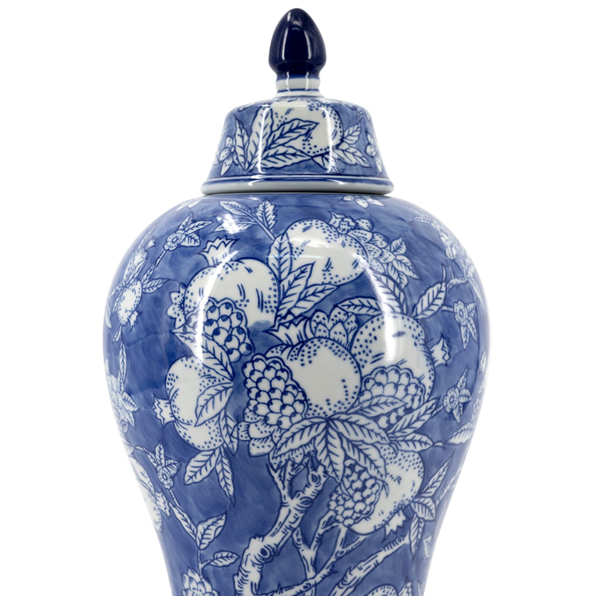 Artekko Melania Διακοσμητικό Δοχείο με Καπάκι από Πορσελάνη σε Άσπρο με Μπλε (21x21x37)cm