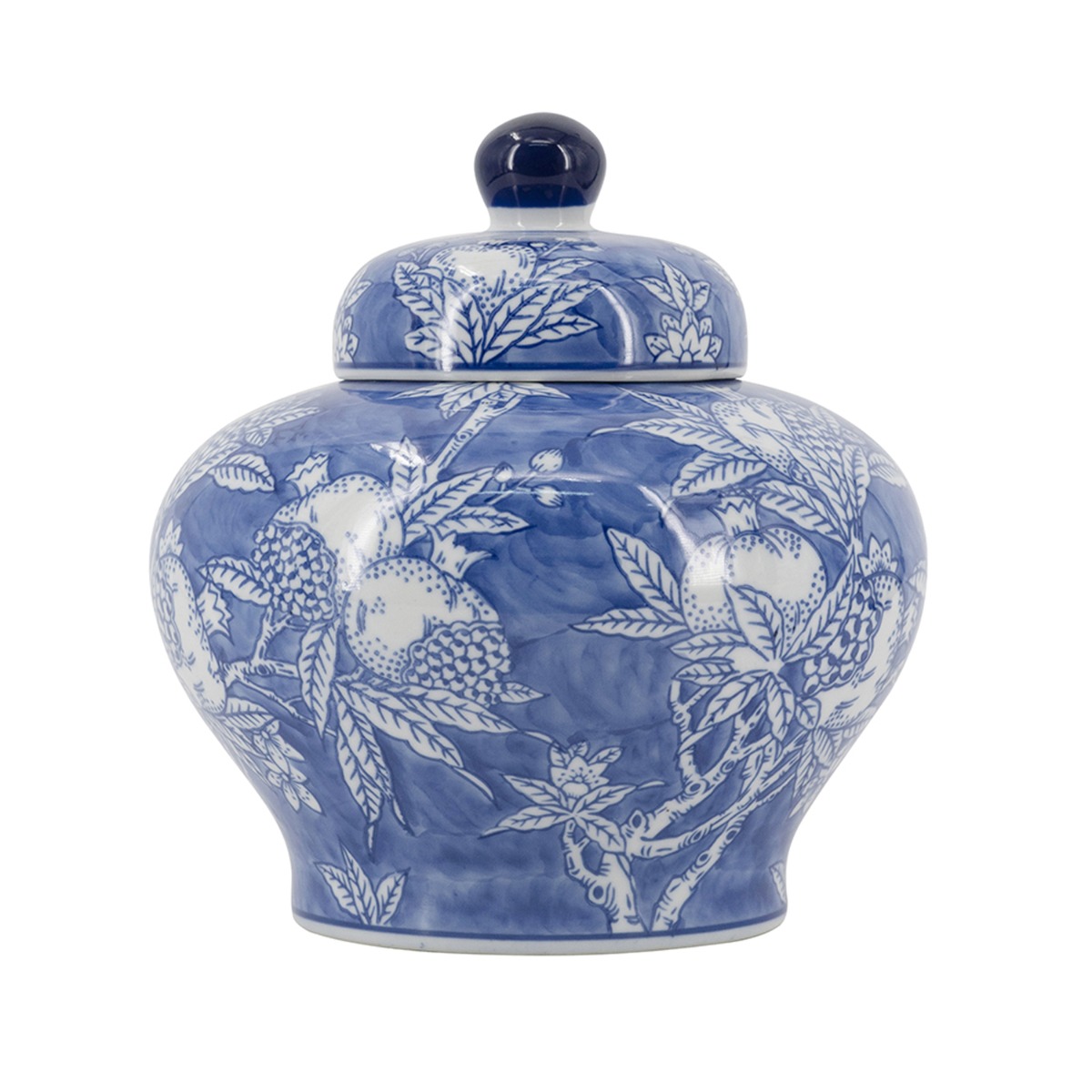 Artekko Melania Διακοσμητικό Δοχείο με Καπάκι από Πορσελάνη σε Άσπρο με Μπλε (23x23x23)cm