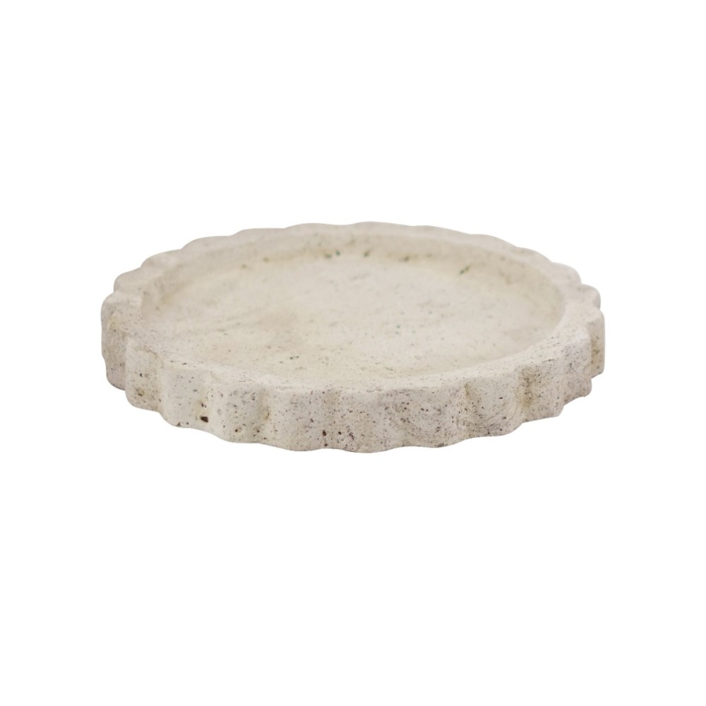 Artekko Cement Μπεζ Διακοσμητικός Τσιμεντένιος Δίσκος (25.3x25.3x3)cm