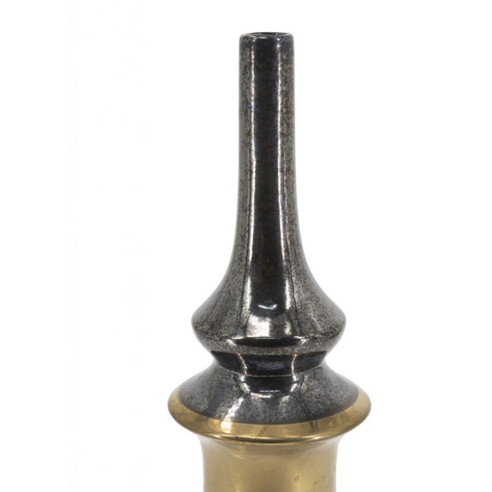 Artekko Glazed Μαύρο Κεραμικό Βάζο με Χρυσό (17x17x42)cm