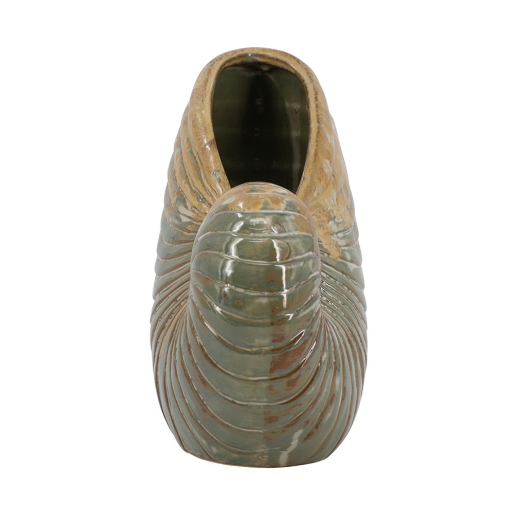 Artekko Glazed Πράσινο Κεραμικό Κασπό Κοχύλι (30.5x30.5x15.5)cm