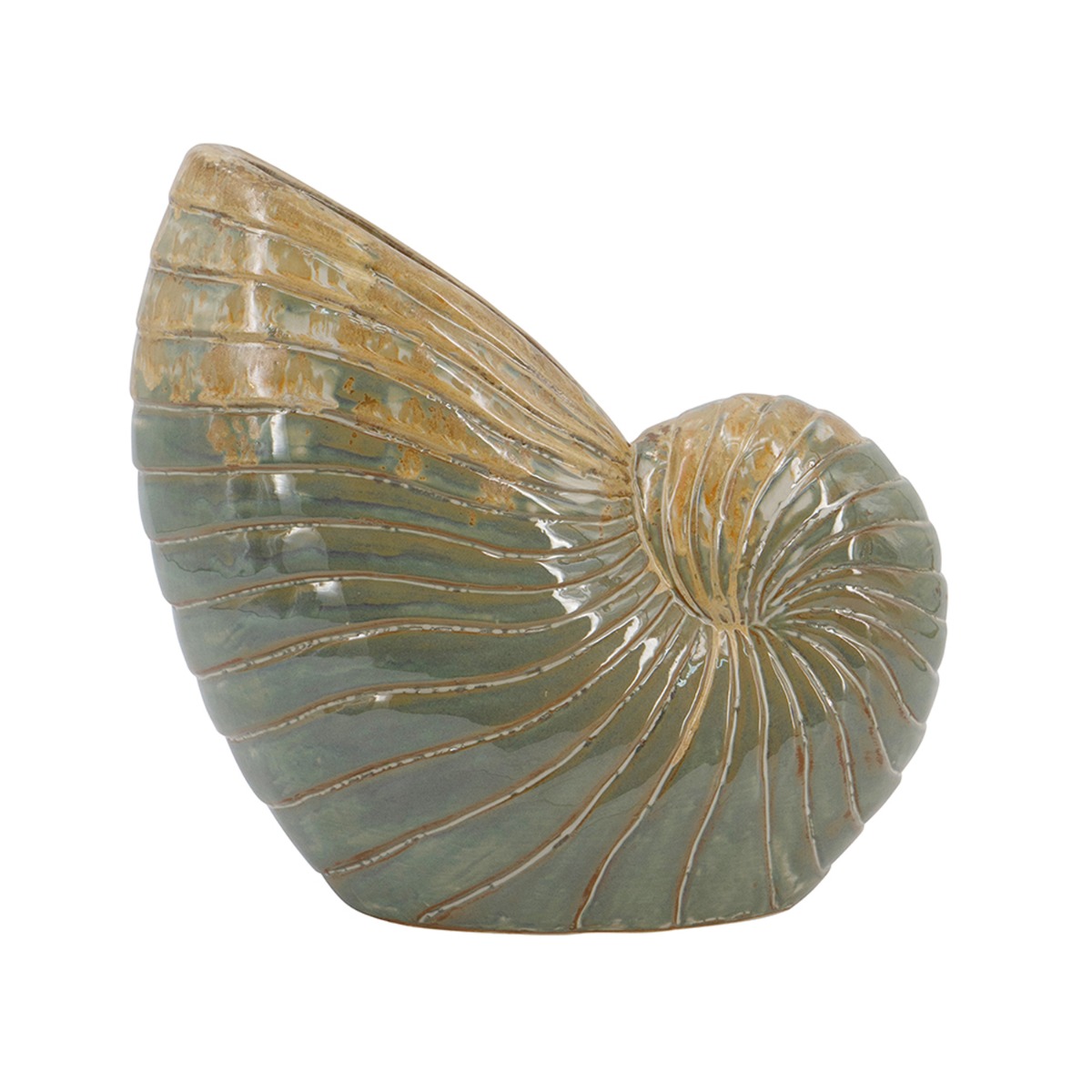 Artekko Glazed Πράσινο Κεραμικό Κασπό Κοχύλι (30.5x30.5x15.5)cm