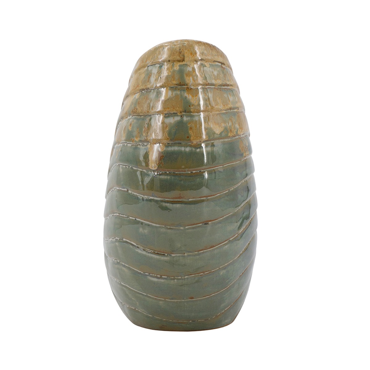 Artekko Glazed Πράσινο Κεραμικό Κασπό Κοχύλι (30.5x30.5x15.5)cm