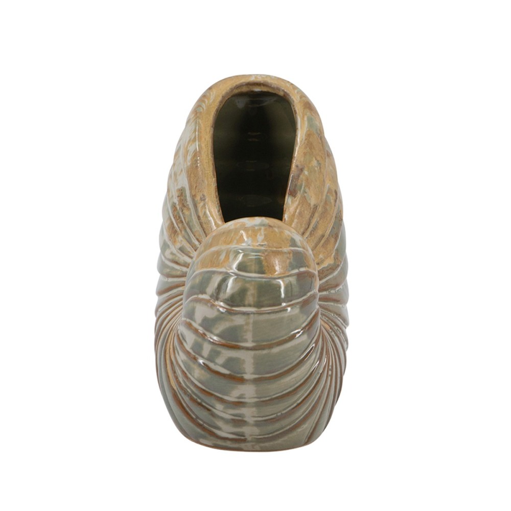 Artekko Glazed Πράσινο Κεραμικό Κασπό Κοχύλι (22x11.5x21)cm