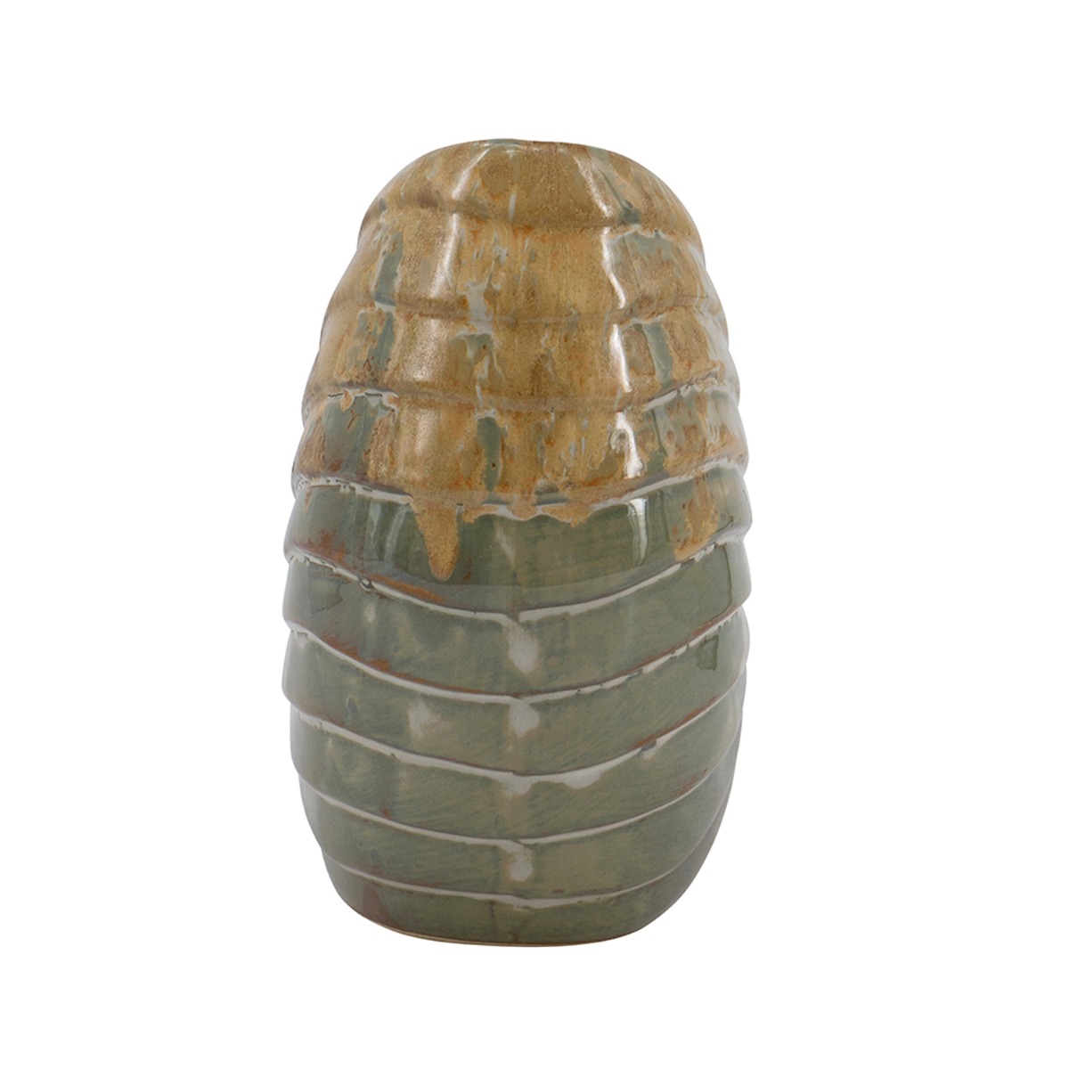 Artekko Glazed Πράσινο Κεραμικό Κασπό Κοχύλι (22x11.5x21)cm