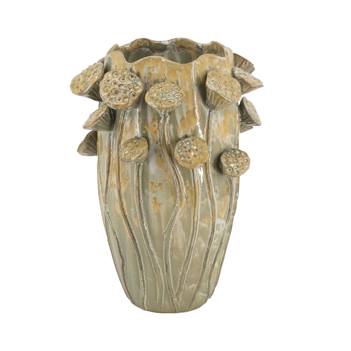 Artekko Glazed Πράσινο Κεραμικό Διακοσμητικό Βάζο (30x30x40.5)cm