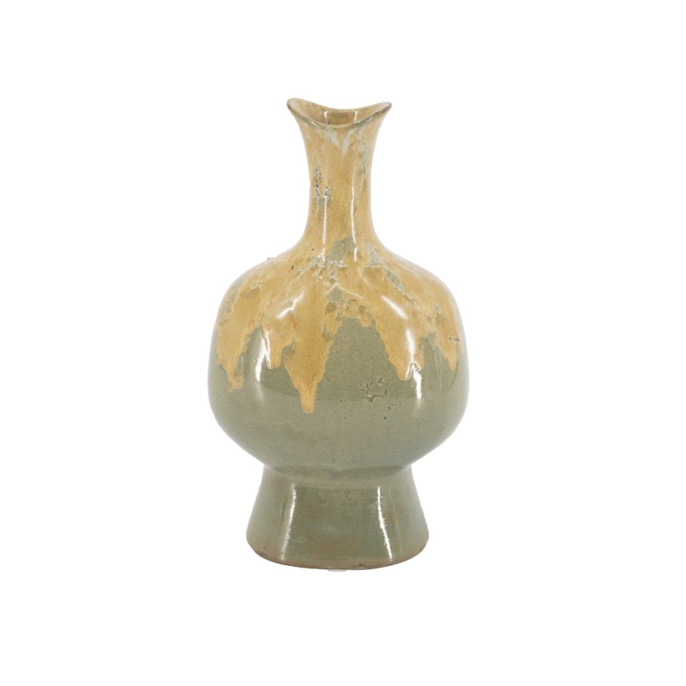 Artekko Glazed Πράσινο Κεραμικό Διακοσμητικό Βάζο (14x11.5x27.5)cm