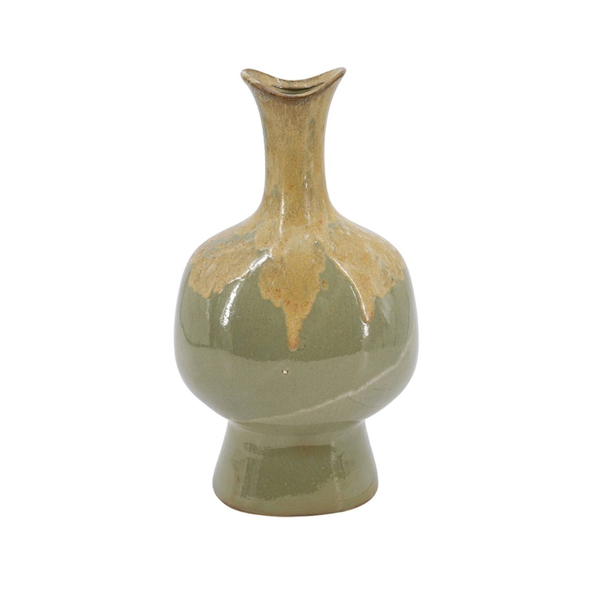 Artekko Glazed Πράσινο Κεραμικό Διακοσμητικό Βάζο (14x11.5x27.5)cm