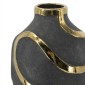 Artekko Candia Μαύρο Κεραμικό Βάζο με Χρυσές Λεπτομέρειες (19.5x19.5x45)cm