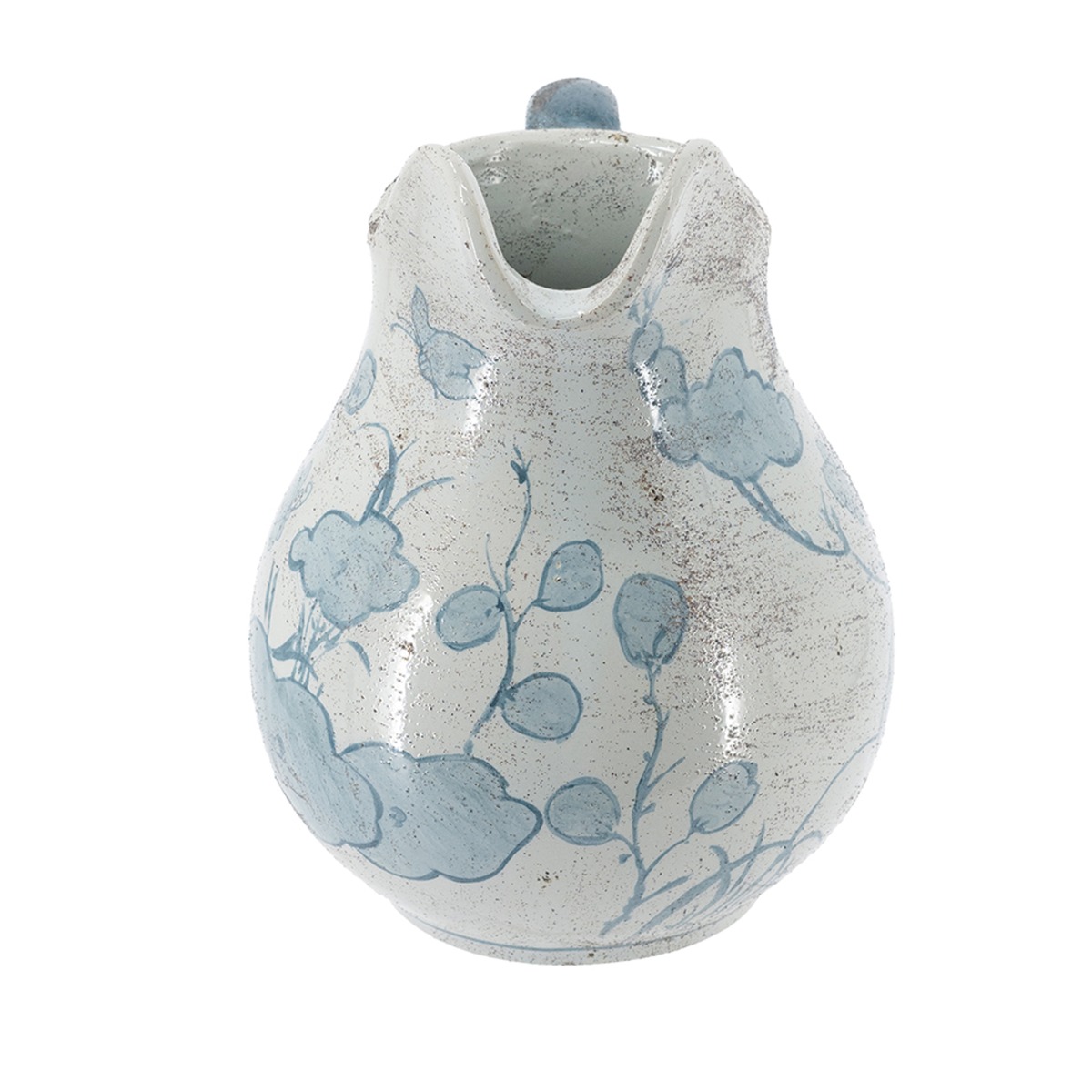 Artekko Aging Λευκό Κεραμικό Βάζο Κανάτα με Μπλε Λουλούδια (21.5x15.5x22.8)cm