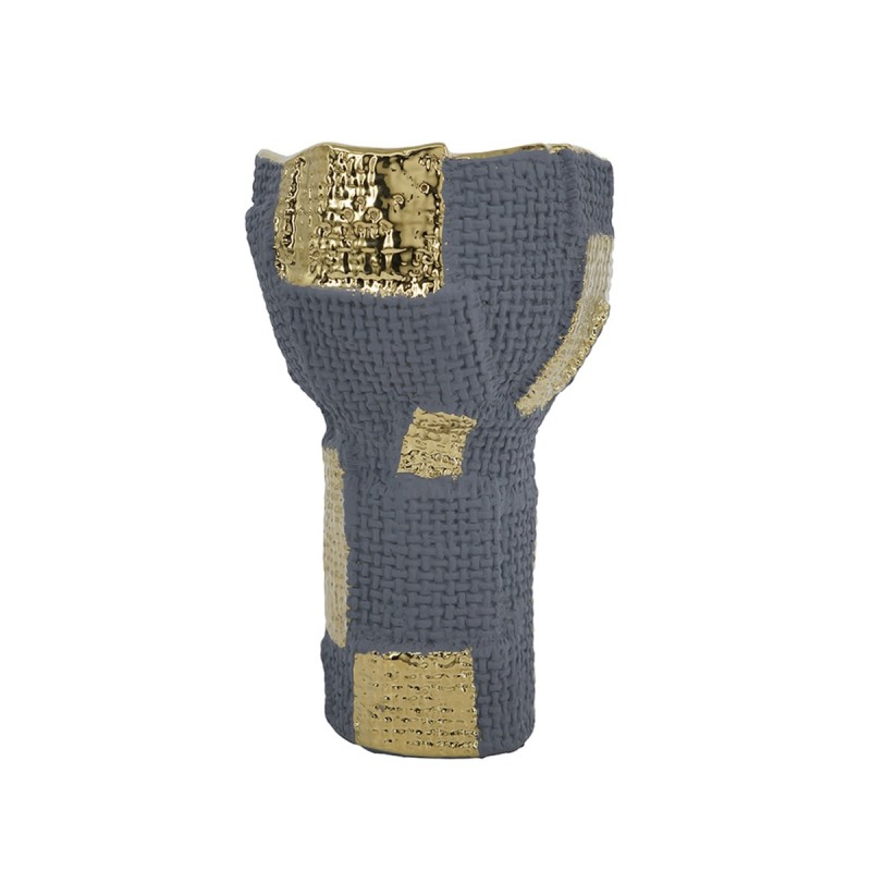 Artekko Candia Κεραμικό Βάζο σε Μπλε με Χρυσό (18.5x18.5x31)cm